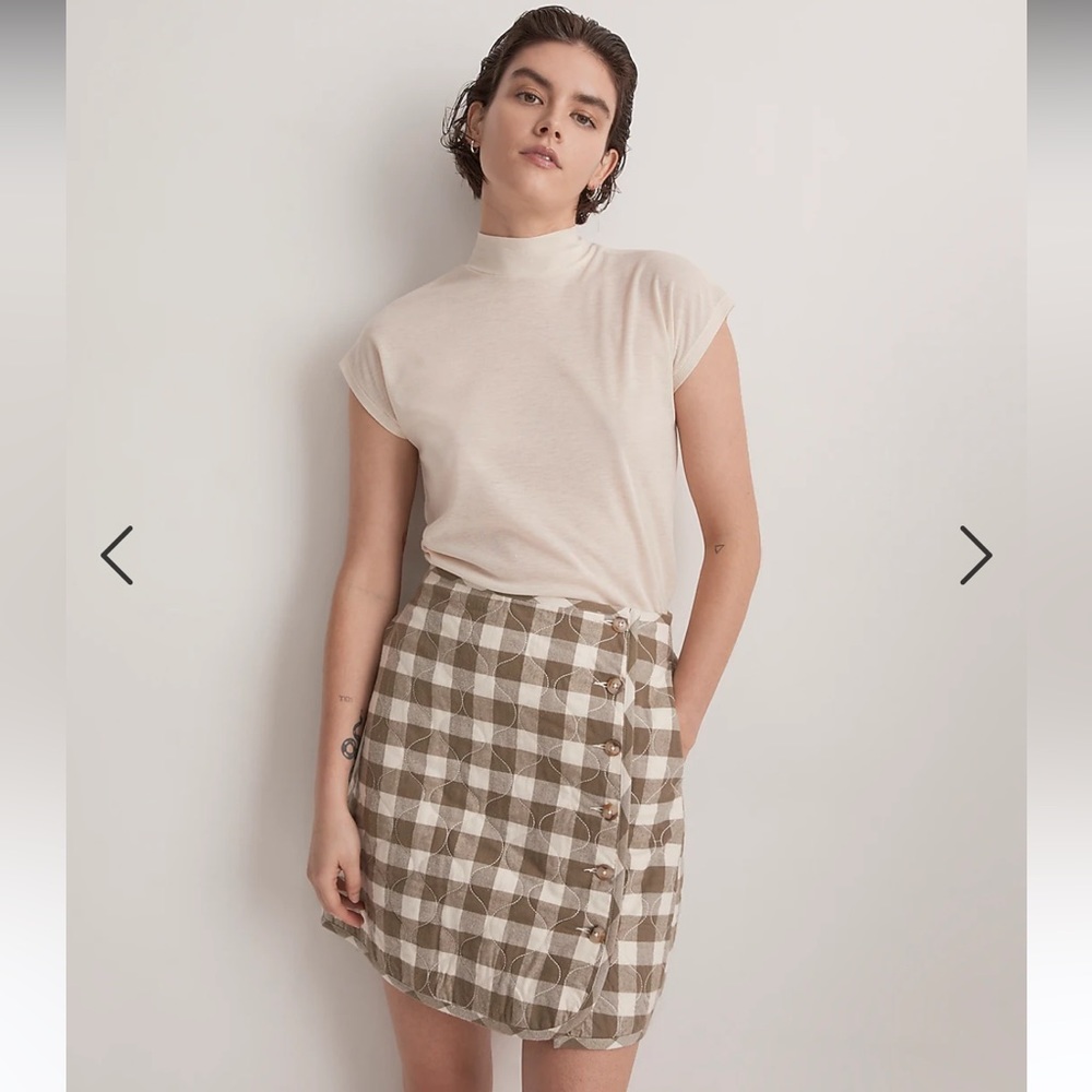 Madewell | NWT. Quilted Flannel Mini Skirt in Gingham Check